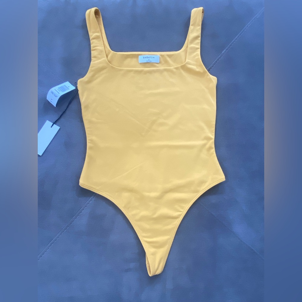 Babaton Contour Tank Bodysuit, Sumac Yellow, Size Small, NWT